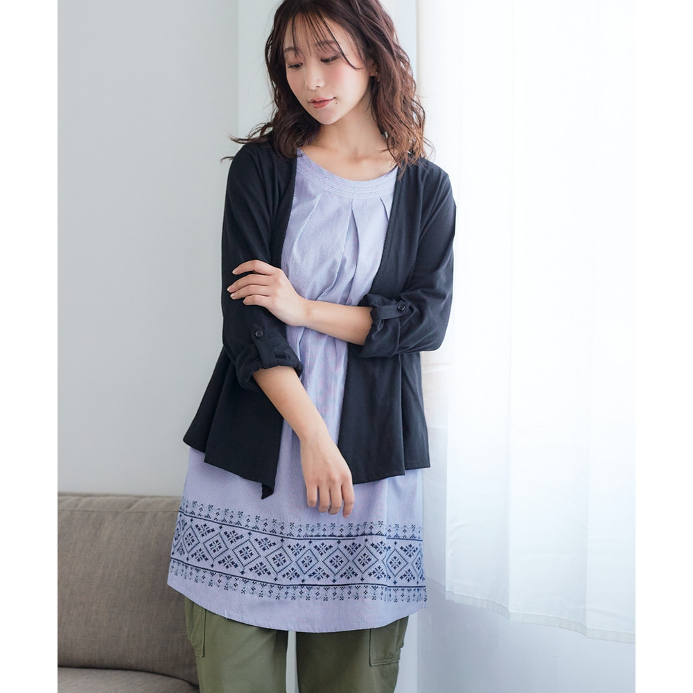 重ね着風裾刺しゅうチュニック 大きいサイズ17