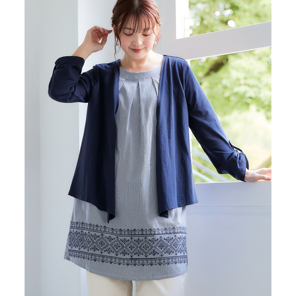 重ね着風裾刺しゅうチュニック 大きいサイズ19
