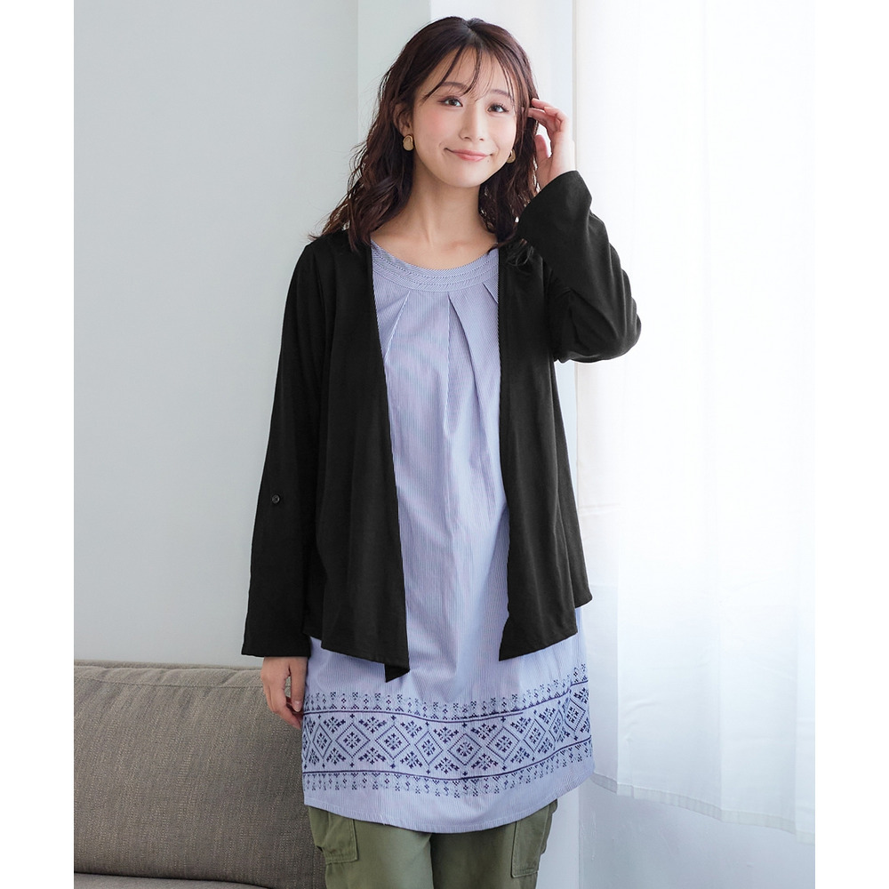 重ね着風裾刺しゅうチュニック 大きいサイズ1
