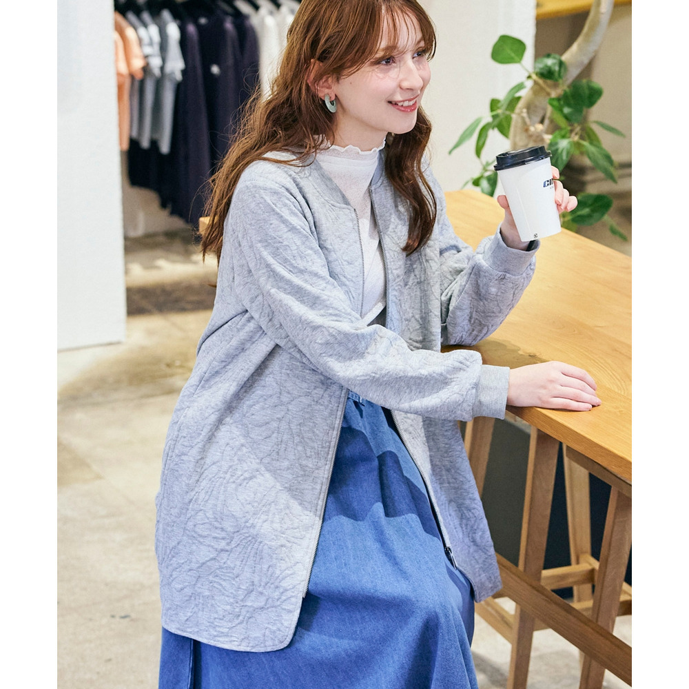 ふくれフラワージャガードロングMA-1 大きいサイズ16