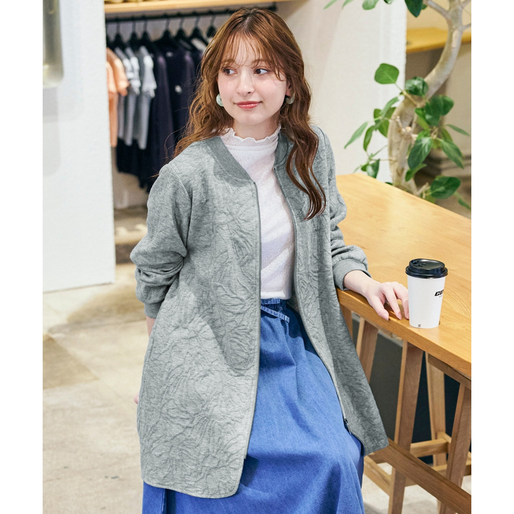 ふくれフラワージャガードロングMA-1 大きいサイズ1