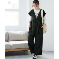 フリルデザインやわらかサロペットパンツ（ゆったりヒップ） 大きいサイズ