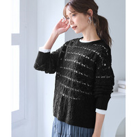 透かし編ニットプルオーバー 大きいサイズ