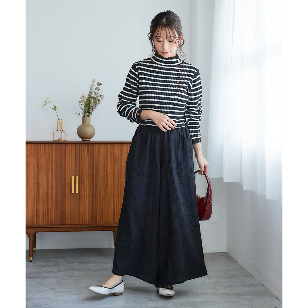 綿100%ダブルガーゼガウチョパンツ(ゆったりヒップ) 大きいサイズ17