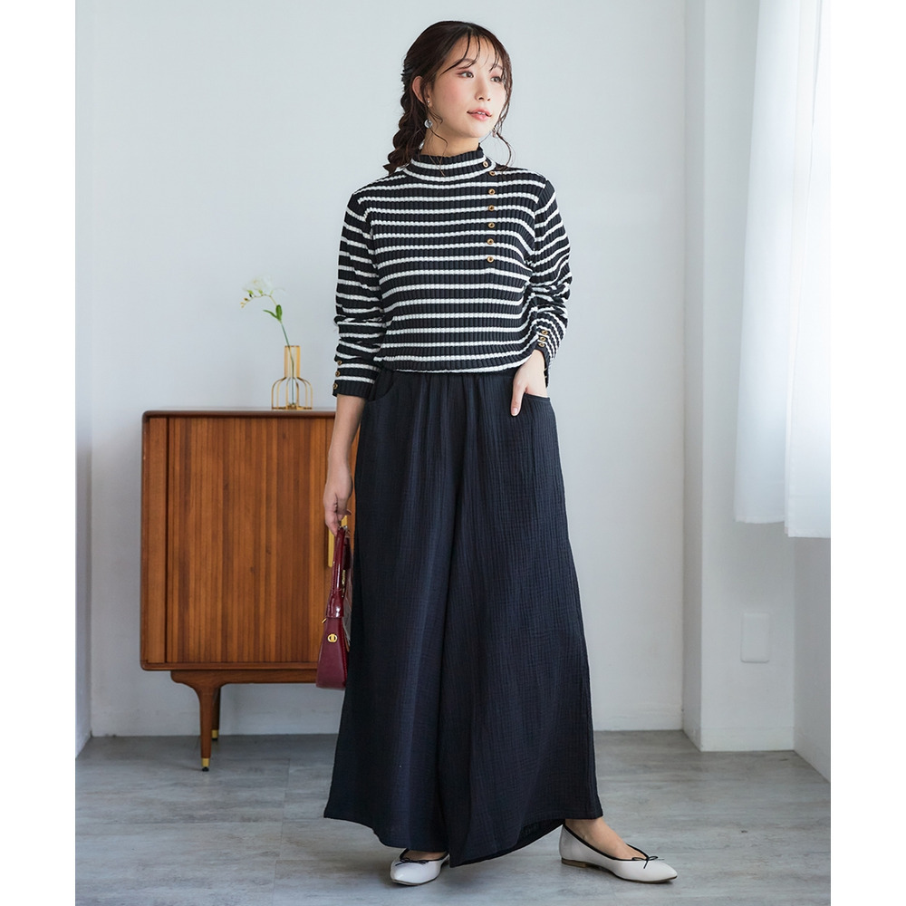 綿100%ダブルガーゼガウチョパンツ(ゆったりヒップ) 大きいサイズ18