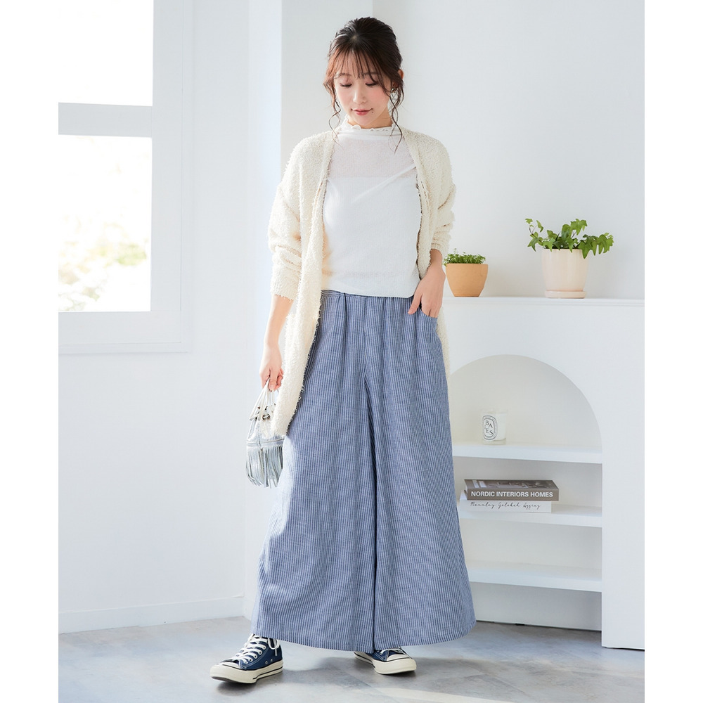 綿100%ダブルガーゼガウチョパンツ(ゆったりヒップ) 大きいサイズ19