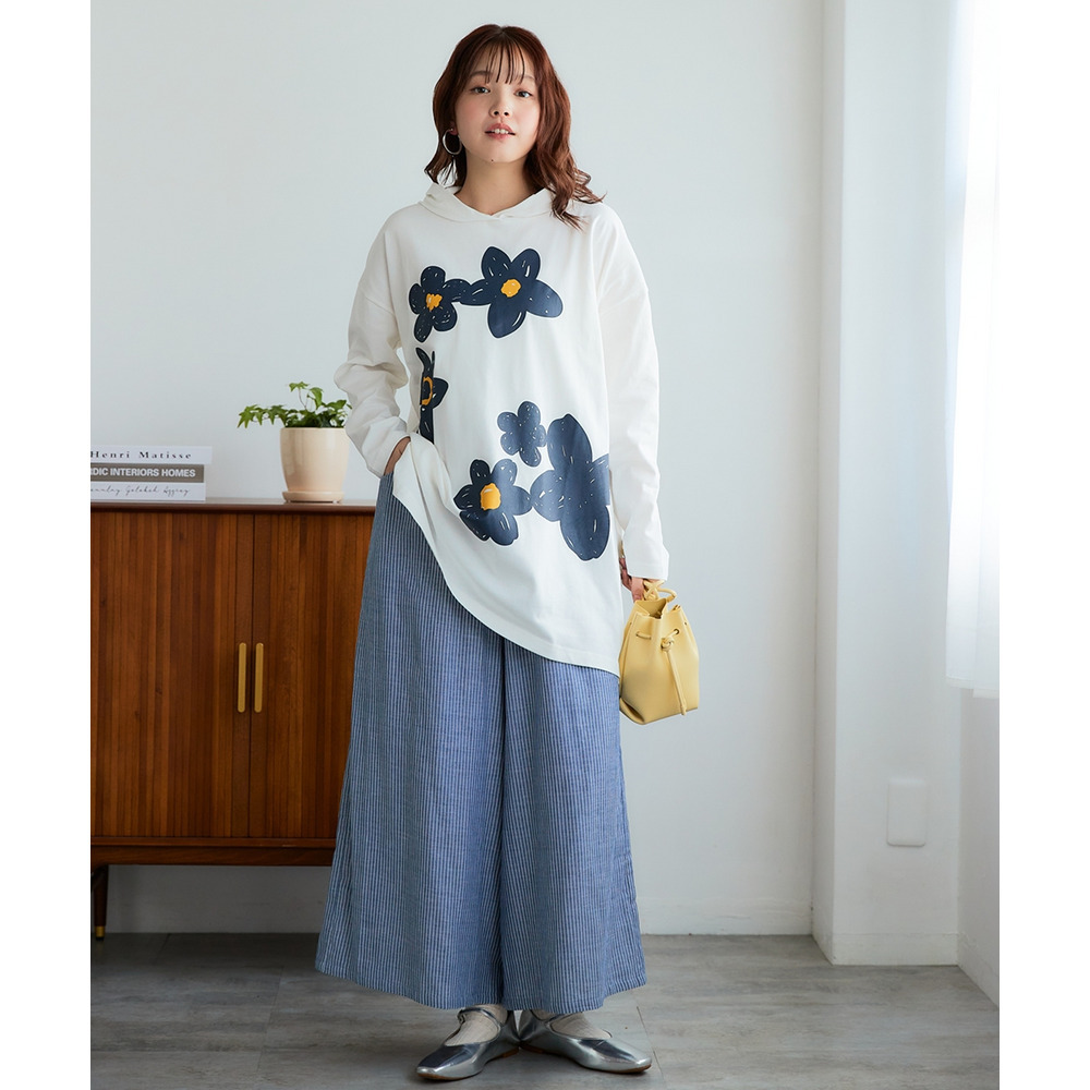 綿100%ダブルガーゼガウチョパンツ(ゆったりヒップ) 大きいサイズ20