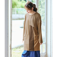 ケーブルジャガード切替ニットソーチュニック 大きいサイズ