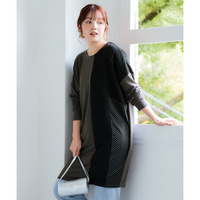 ケーブルジャガード切替ニットソーチュニック 大きいサイズ