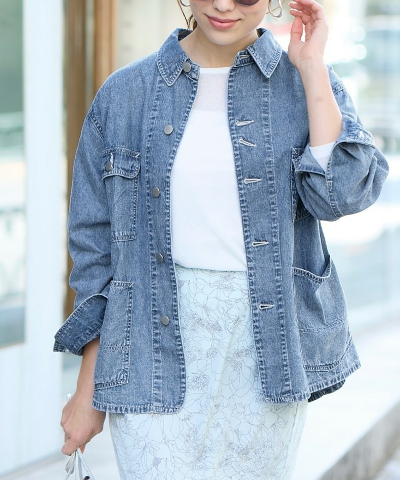 ライトオンスゆるシルエットデニムジャケット 大きいサイズ