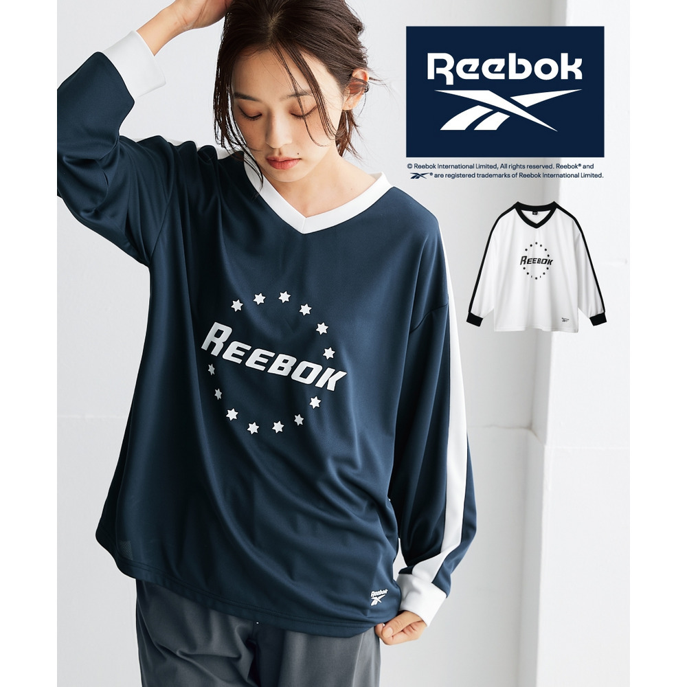 メッシュVネック長袖Tシャツ（UVカット・吸汗速乾）（リーボック） 大きいサイズ