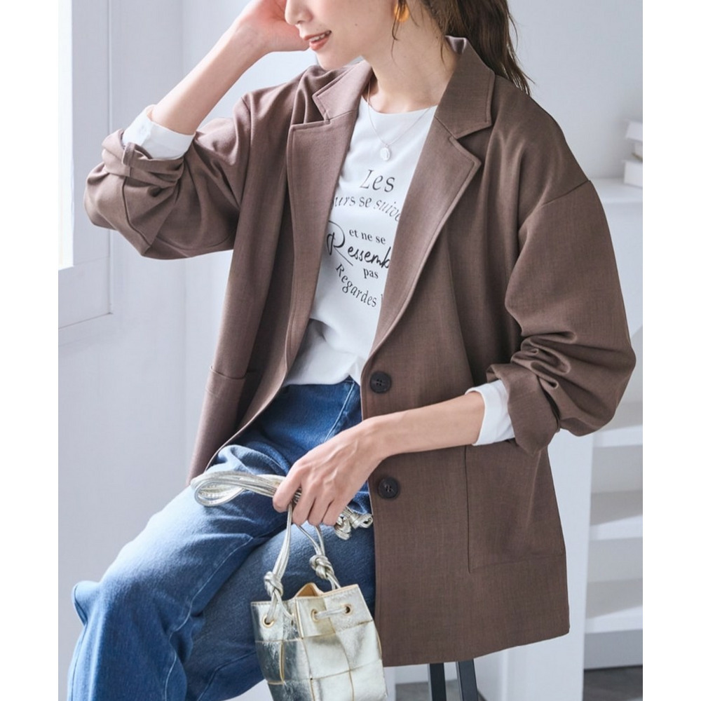 しわになりにくいゆるシルエットストレッチライトジャケット 大きいサイズ