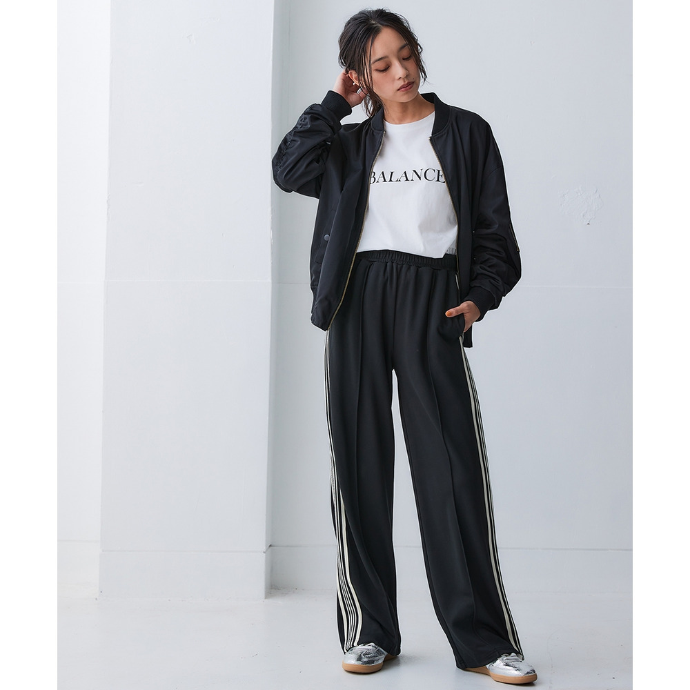 サイドライン多機能ストレートパンツ(UVカット・吸汗速乾・抗菌防臭・毛玉対策) 大きいサイズ12