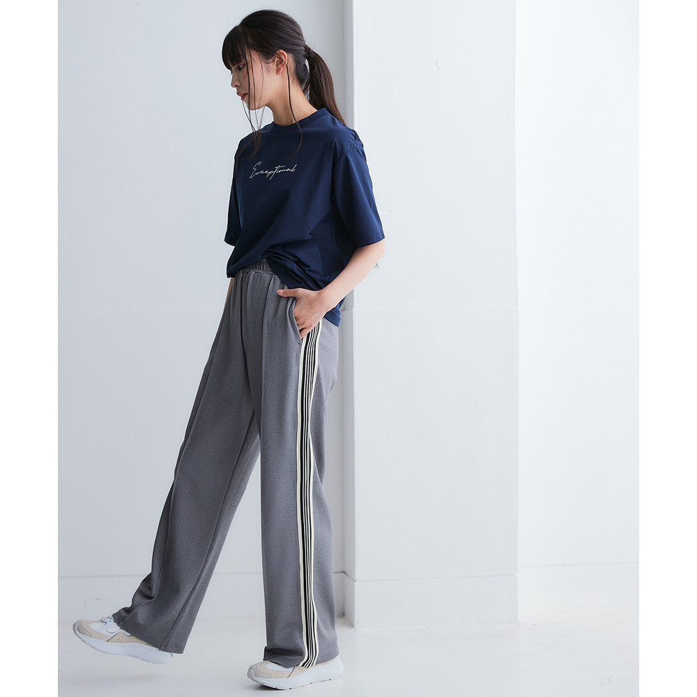 サイドライン多機能ストレートパンツ(UVカット・吸汗速乾・抗菌防臭・毛玉対策) 大きいサイズ16