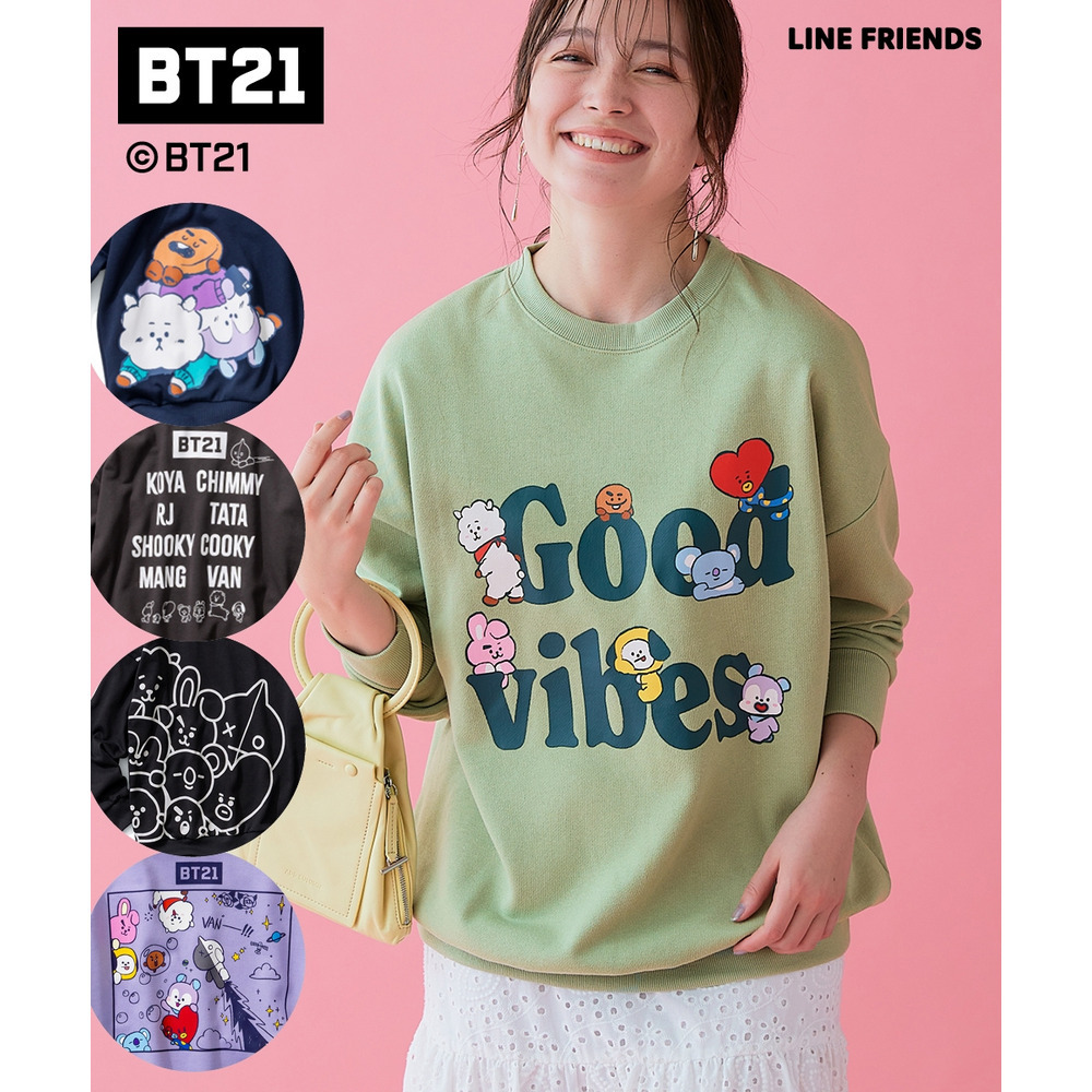 【BT21】ゆるシルエットプリントスウェットプルオーバー 大きいサイズ
