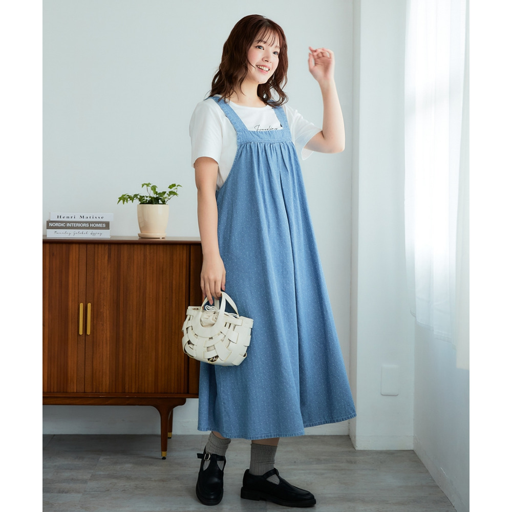 綿100%デニムサロペットジャンバースカート 大きいサイズ12