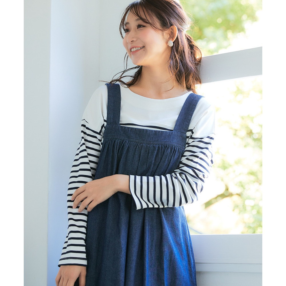 綿100%デニムサロペットジャンバースカート 大きいサイズ15