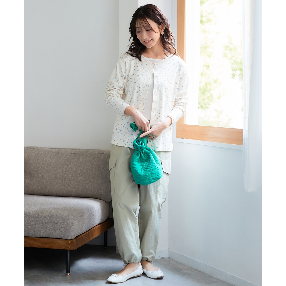 パターンメッシュアンサンブル(カーディガン+5分袖Tシャツ) 大きいサイズ17