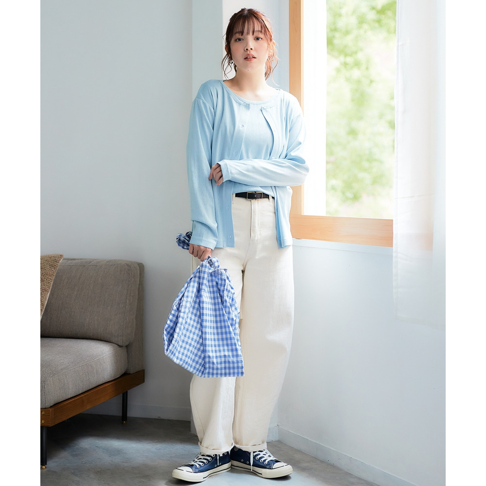 パターンメッシュアンサンブル(カーディガン+5分袖Tシャツ) 大きいサイズ21