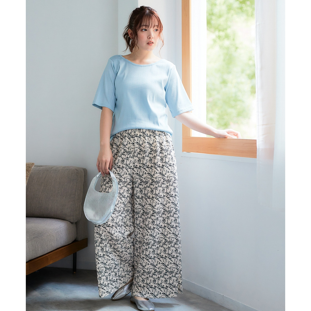 パターンメッシュアンサンブル(カーディガン+5分袖Tシャツ) 大きいサイズ22