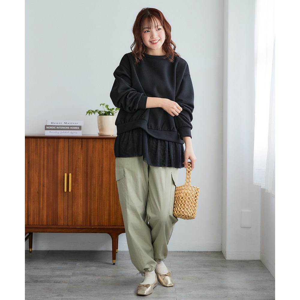 カノコダンボールニット裾チュールトップス 大きいサイズ11