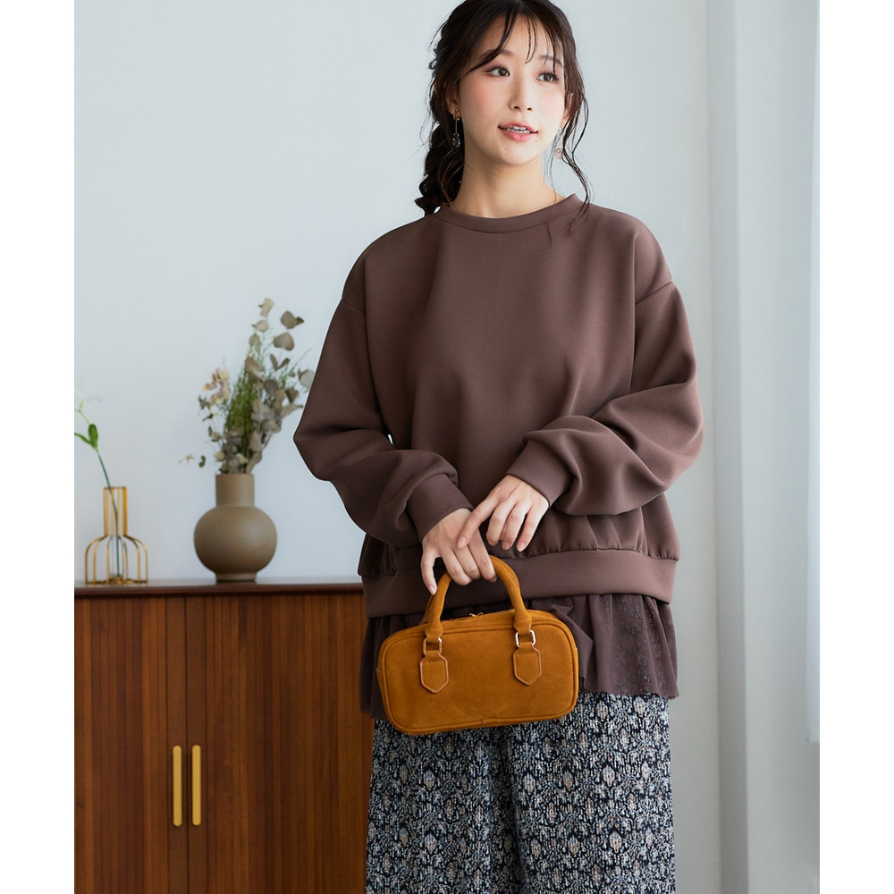 カノコダンボールニット裾チュールトップス 大きいサイズ14