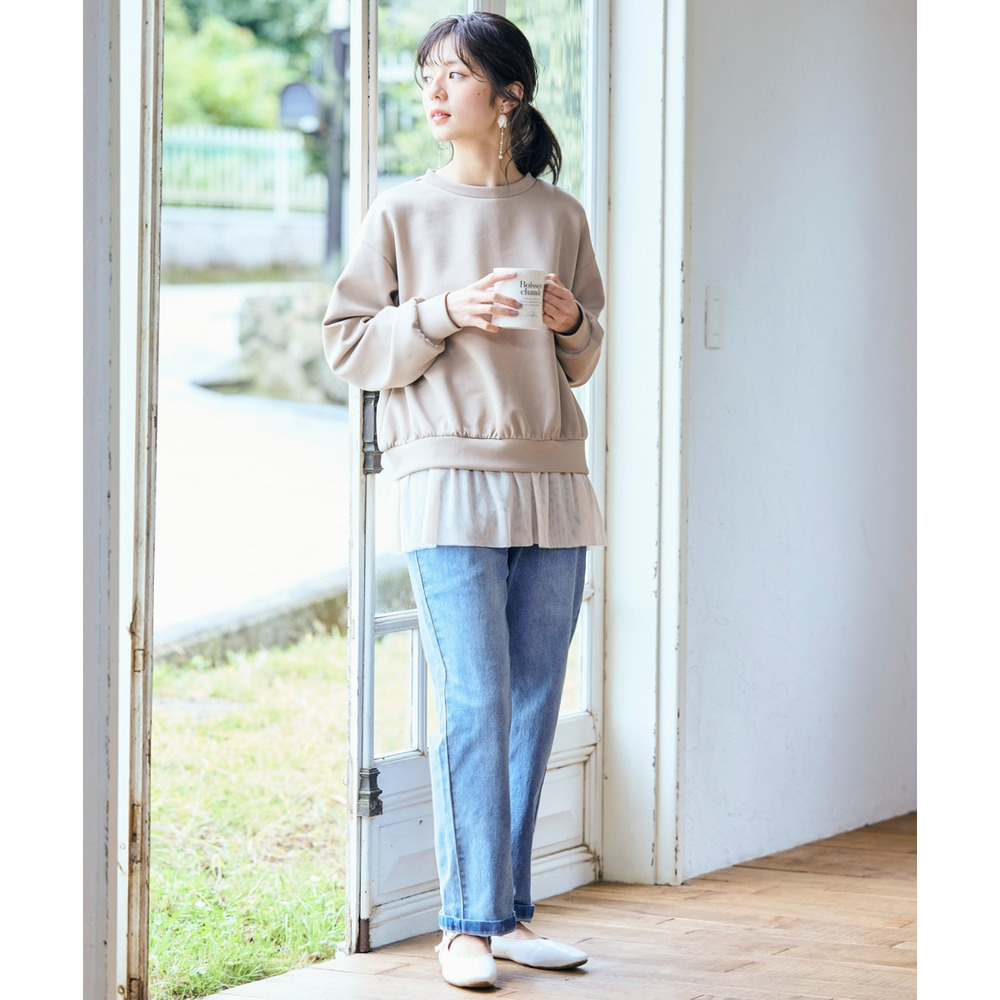 カノコダンボールニット裾チュールトップス 大きいサイズ15