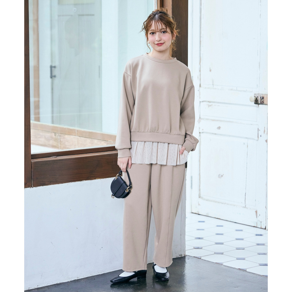 カノコダンボールニット裾チュールトップス 大きいサイズ18