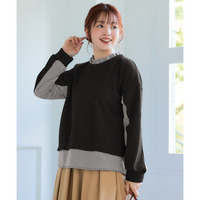 衿フリル異素材切替トップス 大きいサイズ