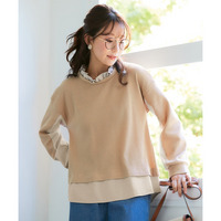 衿フリル異素材切替トップス 大きいサイズ