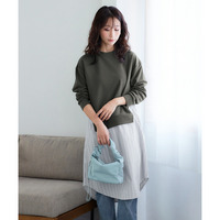 異素材切替ワンピース 大きいサイズ