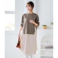 異素材切替ワンピース 大きいサイズ