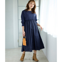異素材コンビドッキングワンピース 大きいサイズ
