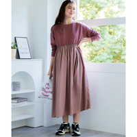 異素材コンビドッキングワンピース 大きいサイズ