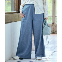 綿100％楽ちんデニムガウチョパンツ（ゆったりヒップ） 大きいサイズ