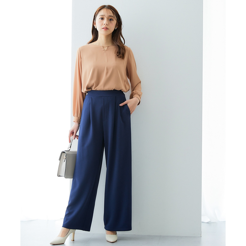 【ジャージーシリーズ】カットソーワイドパンツ(ストレッチ・しわになりにくい・UVカット) 大きいサイズ11