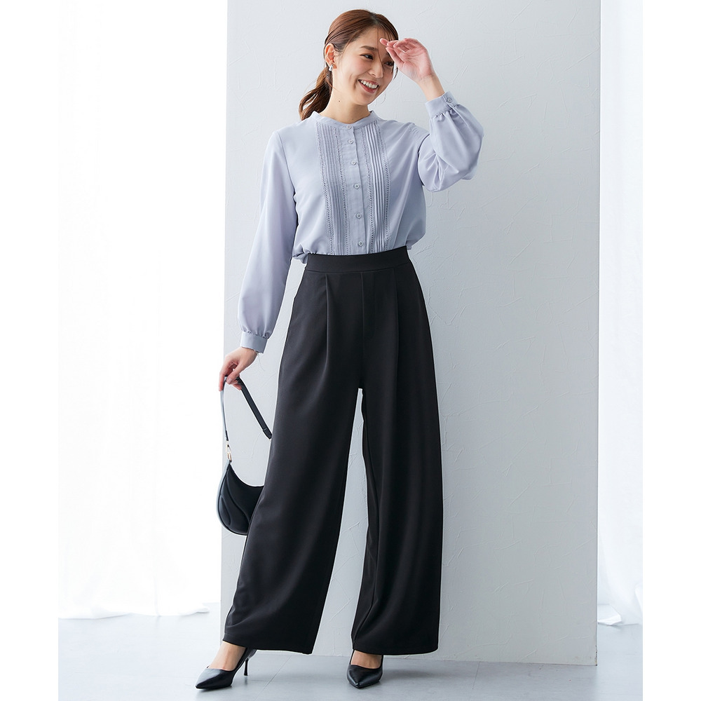 【ジャージーシリーズ】カットソーワイドパンツ(ストレッチ・しわになりにくい・UVカット) 大きいサイズ12