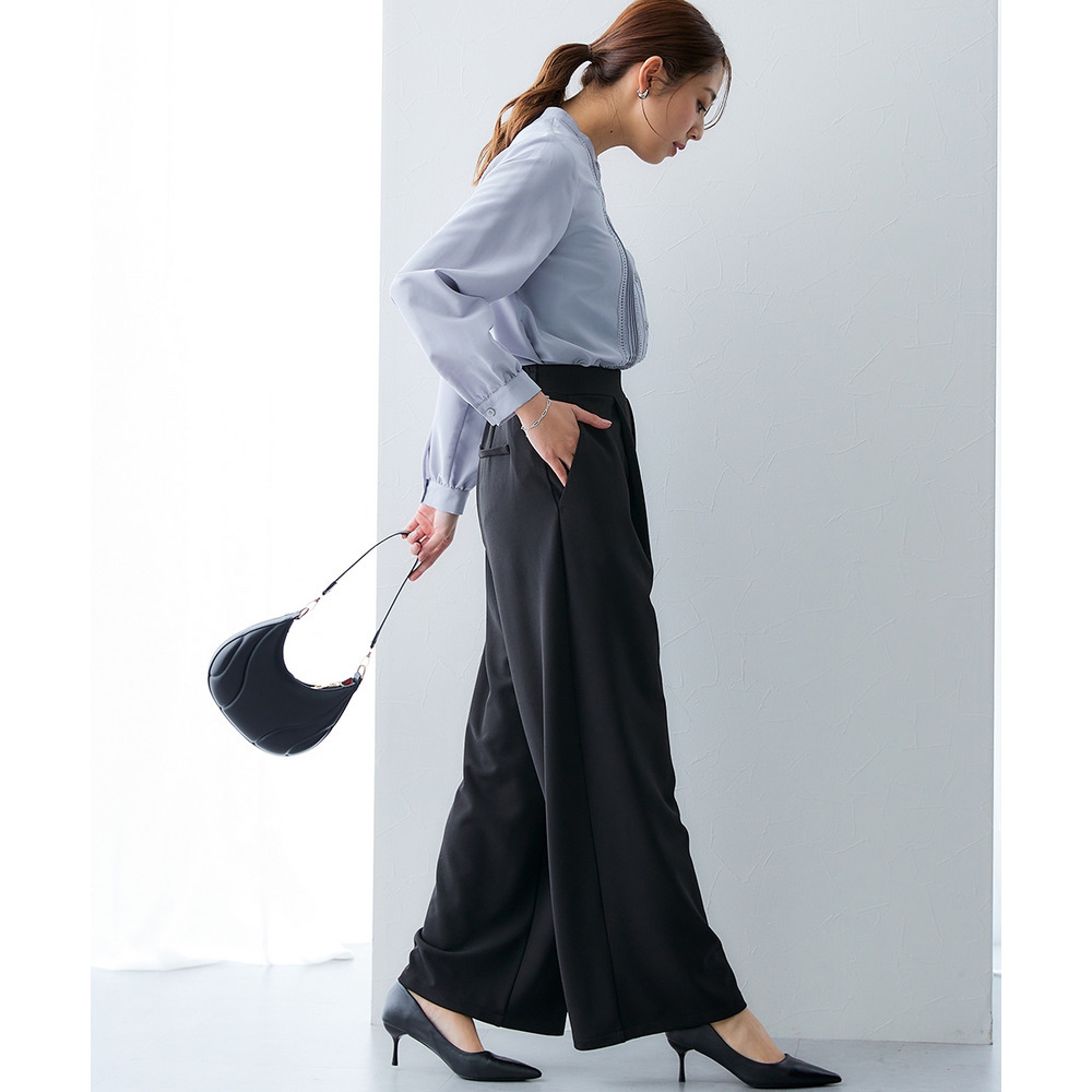 【ジャージーシリーズ】カットソーワイドパンツ(ストレッチ・しわになりにくい・UVカット) 大きいサイズ13