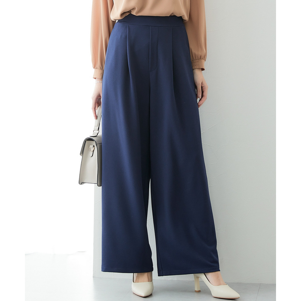 【ジャージーシリーズ】カットソーワイドパンツ(ストレッチ・しわになりにくい・UVカット) 大きいサイズ16