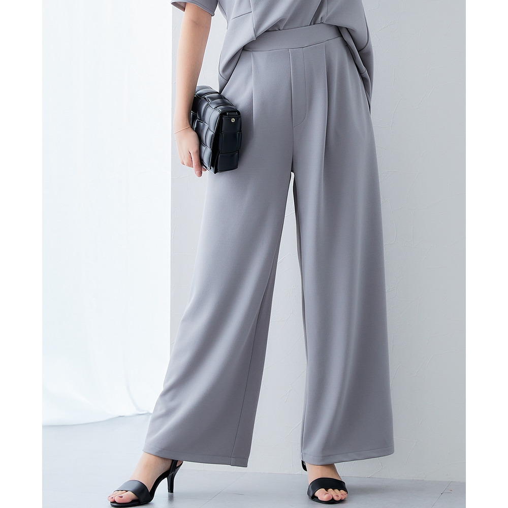 【ジャージーシリーズ】カットソーワイドパンツ(ストレッチ・しわになりにくい・UVカット) 大きいサイズ1