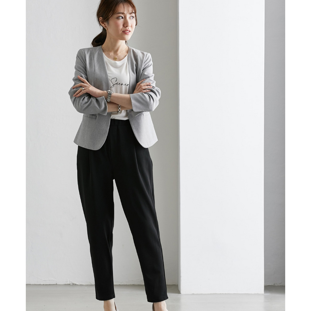 【ジャージーシリーズ】カットソー9分丈テーパードパンツ(ストレッチ・しわになりにくい・UVカット) 大きいサイズ10