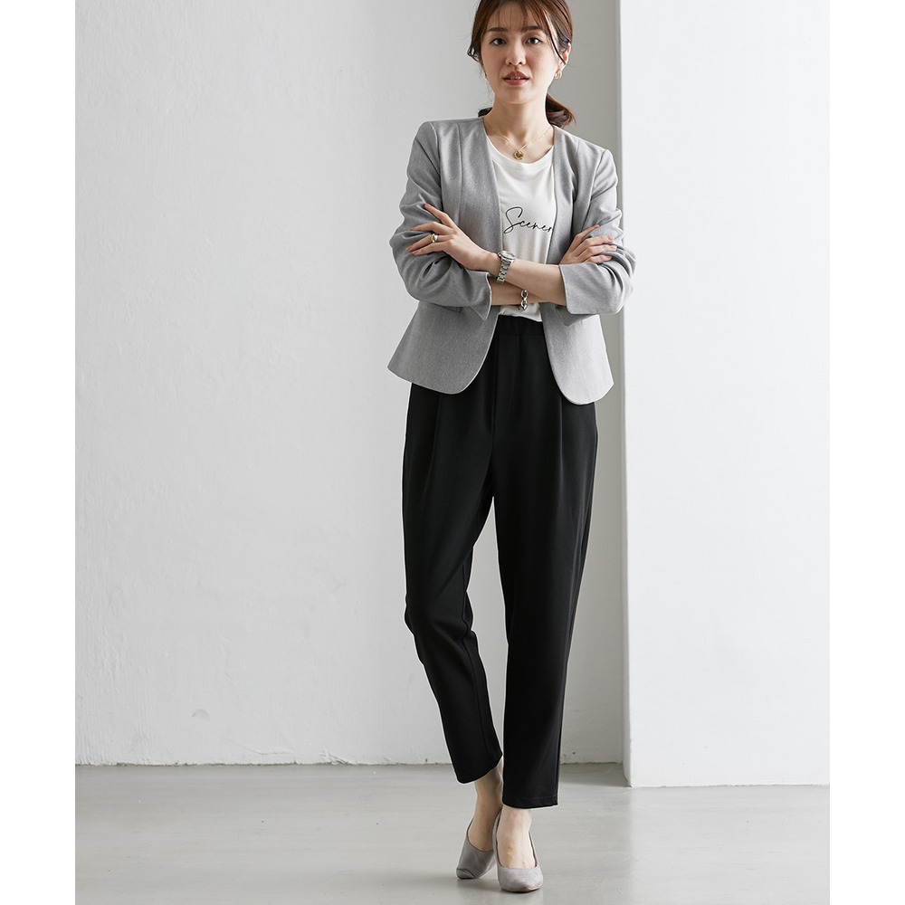 【ジャージーシリーズ】カットソー9分丈テーパードパンツ(ストレッチ・しわになりにくい・UVカット) 大きいサイズ12