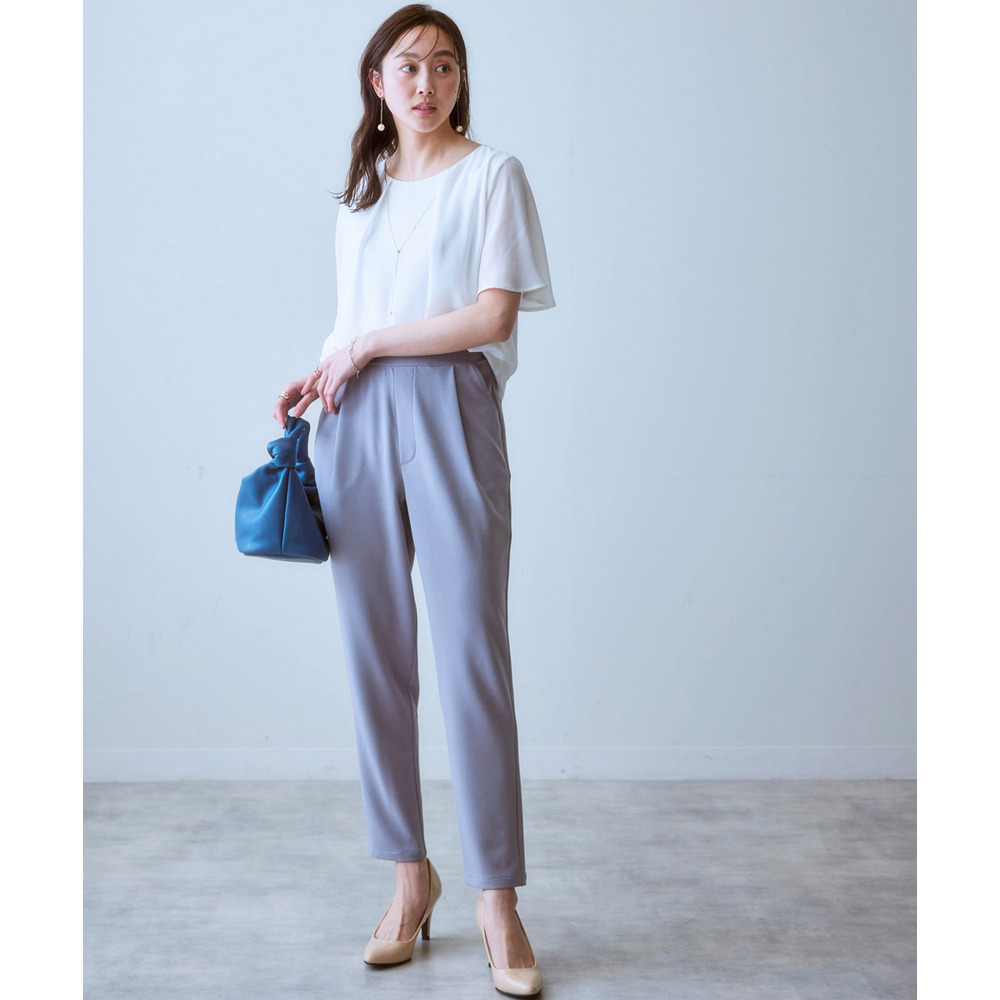 【ジャージーシリーズ】カットソー9分丈テーパードパンツ(ストレッチ・しわになりにくい・UVカット) 大きいサイズ13