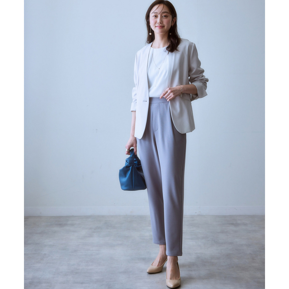 【ジャージーシリーズ】カットソー9分丈テーパードパンツ(ストレッチ・しわになりにくい・UVカット) 大きいサイズ14