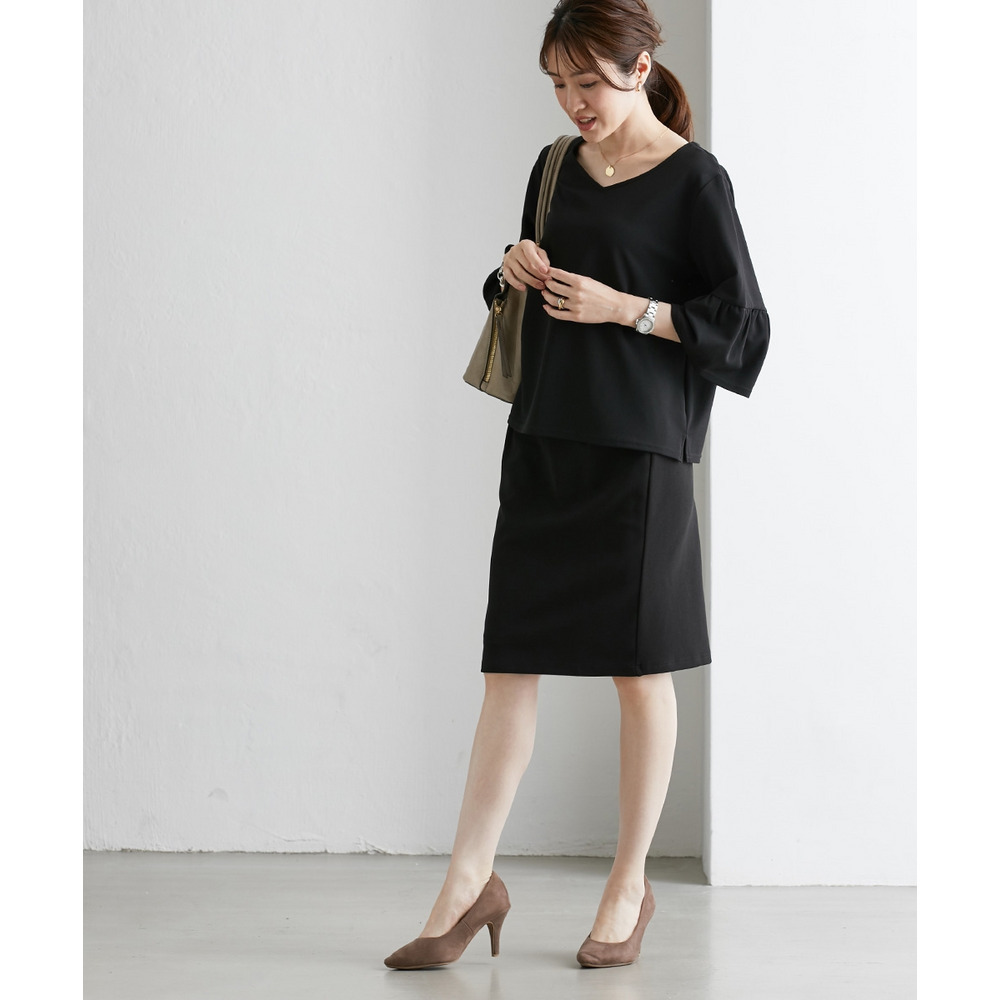 【ジャージーシリーズ】カットソーフロントインタックタイトスカート(ストレッチ・しわになりにくい・UVカット) 大きいサイズ13