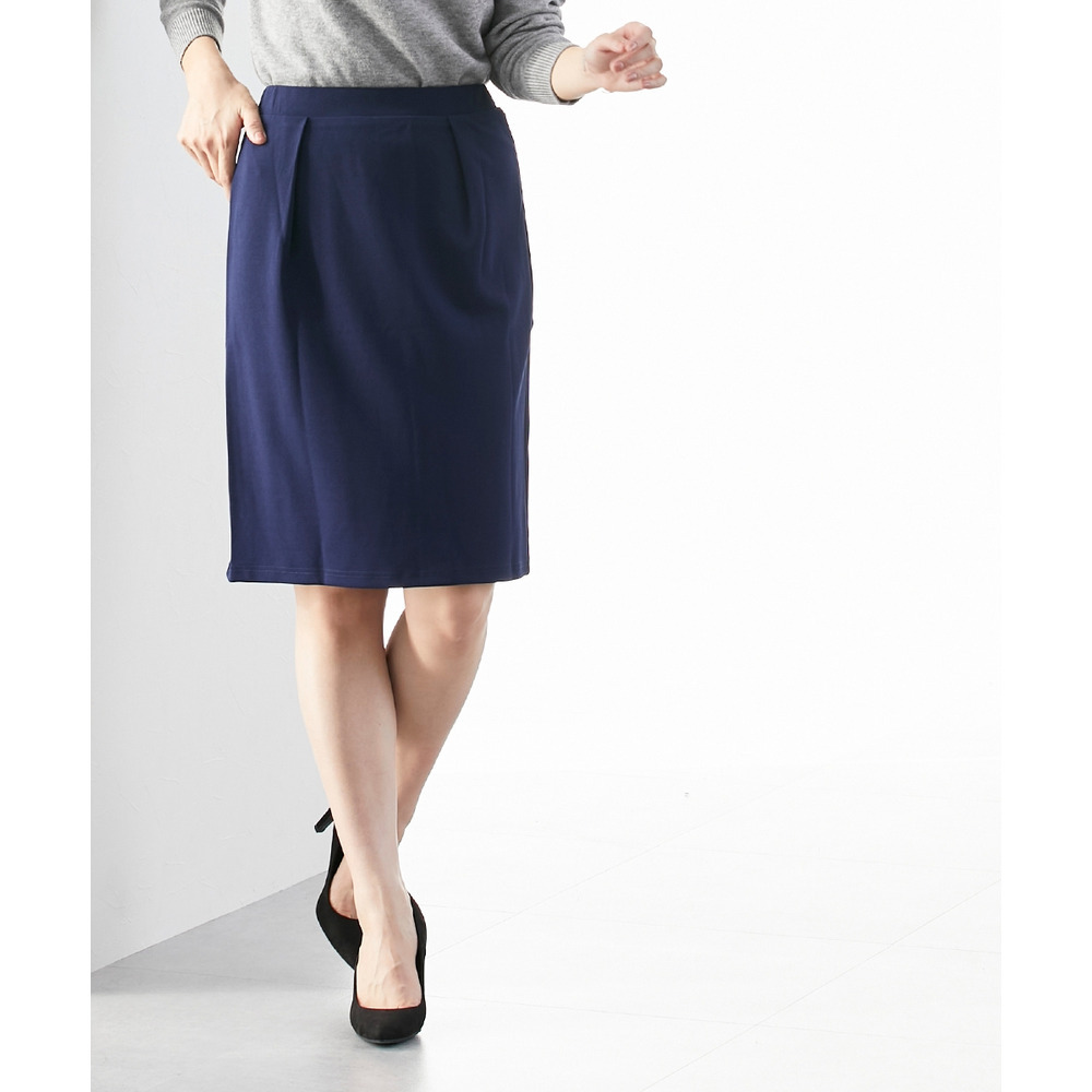 【ジャージーシリーズ】カットソーフロントインタックタイトスカート(ストレッチ・しわになりにくい・UVカット) 大きいサイズ15