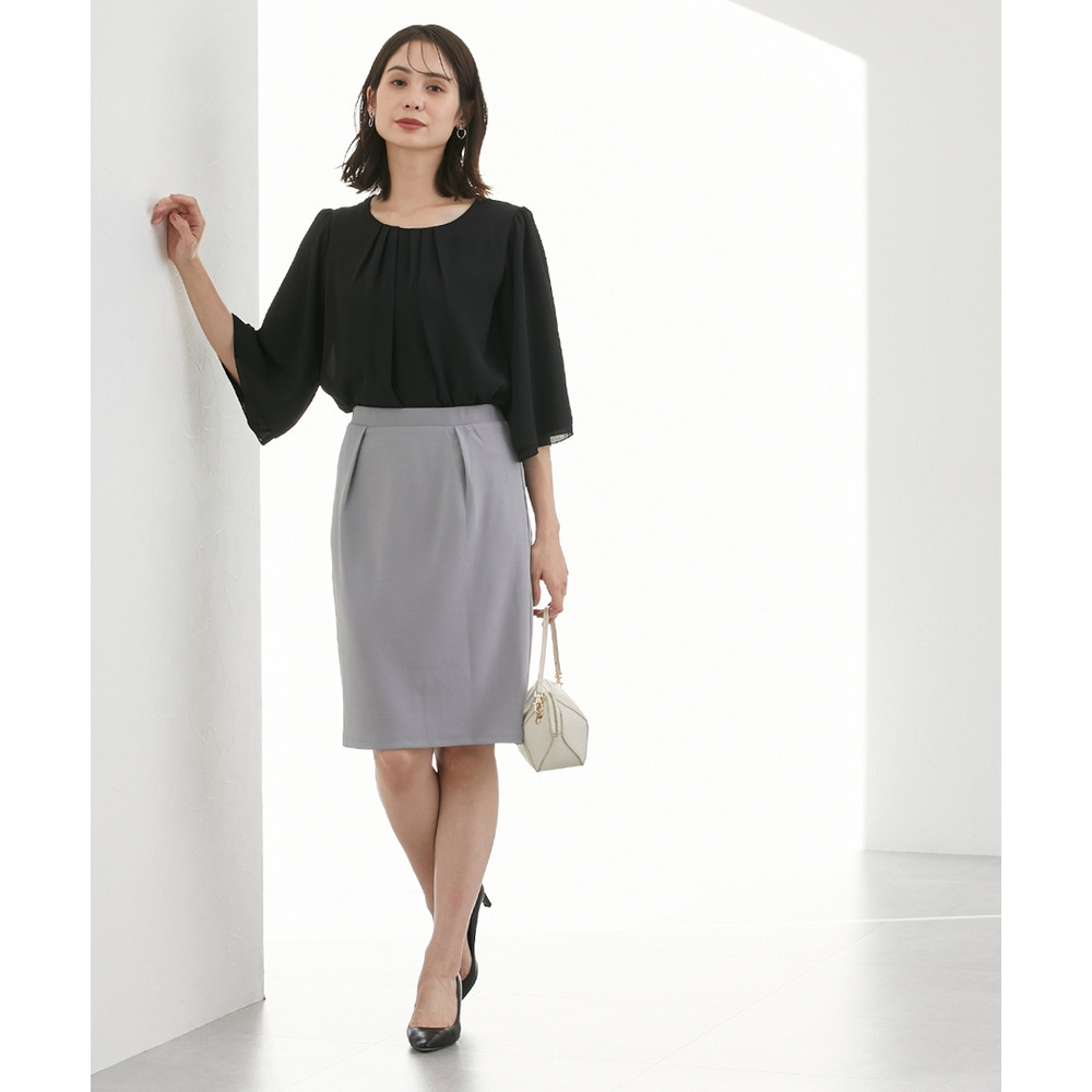 【ジャージーシリーズ】カットソーフロントインタックタイトスカート(ストレッチ・しわになりにくい・UVカット) 大きいサイズ17