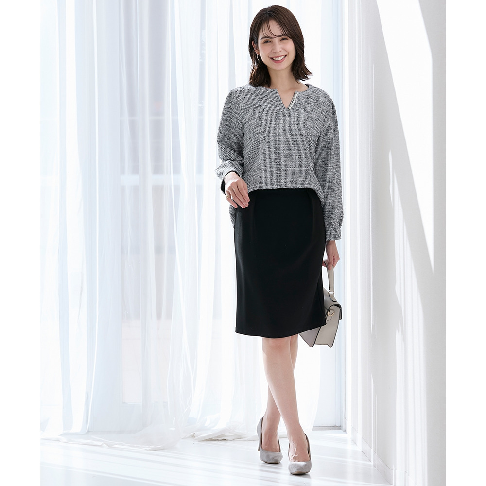 【ジャージーシリーズ】カットソーフロントインタックタイトスカート(ストレッチ・しわになりにくい・UVカット) 大きいサイズ8