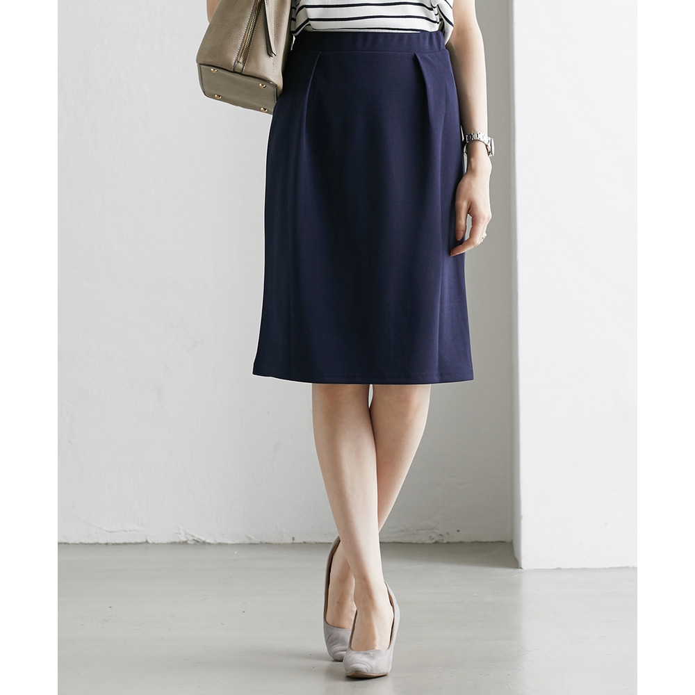 【ジャージーシリーズ】カットソーフロントインタックタイトスカート(ストレッチ・しわになりにくい・UVカット) 大きいサイズ1