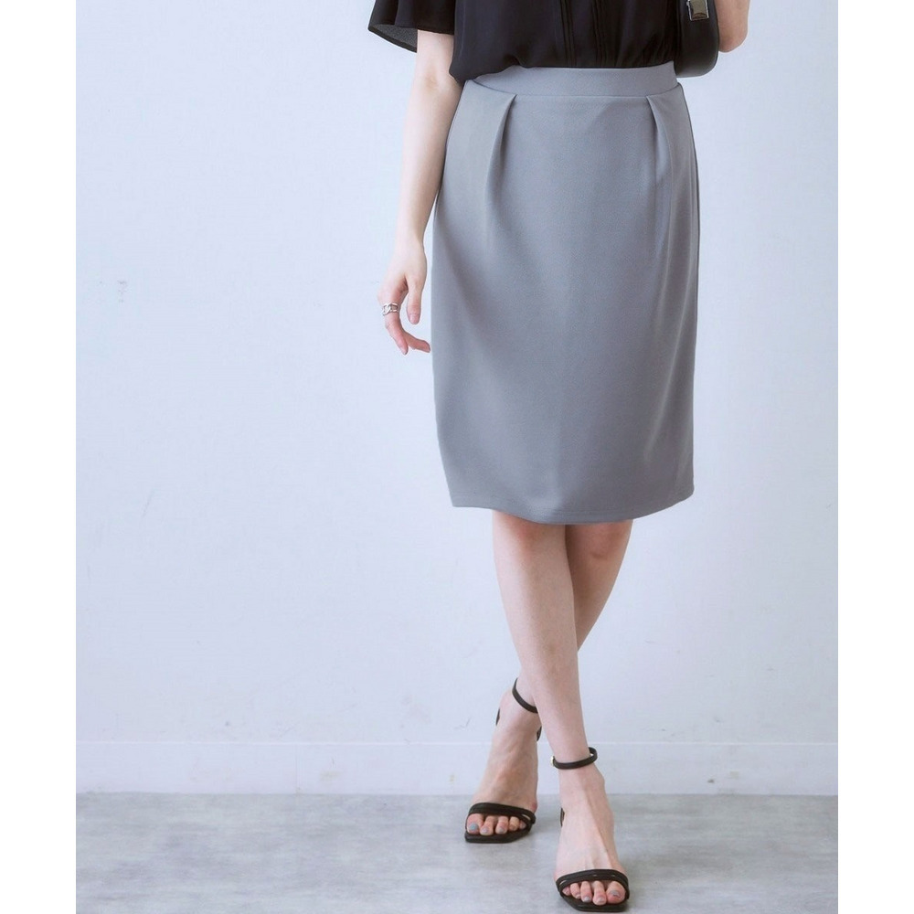 【ジャージーシリーズ】カットソーフロントインタックタイトスカート(ストレッチ・しわになりにくい・UVカット) 大きいサイズ1